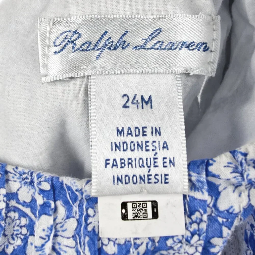 Ralph Lauren Blue Floral Dress, EUC, Size 24M - Picture 5 of 5